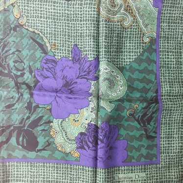 Christian Dior 80s vintage scarf スカーフ Authentic Vintage Christian Dior Navy Blue 100% Silk Scarf