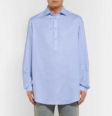 Gucci Light blue poplin cotton half-placket shirt 