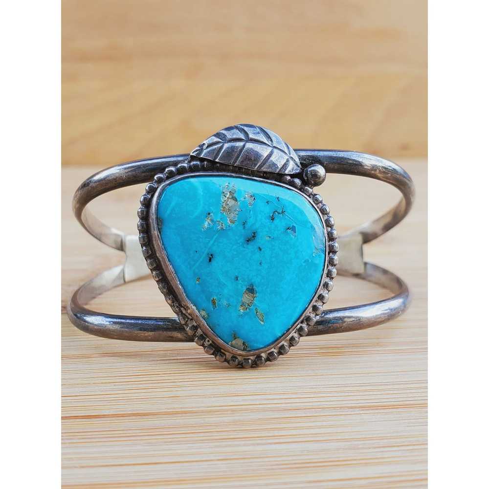 Navajo Navajo Turquoise Sterling Silver Cuff Brac… - image 1