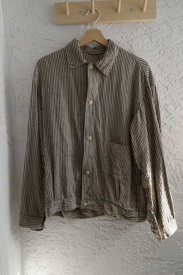 Comoli Stripe Cotton linen shirt blouson SS22