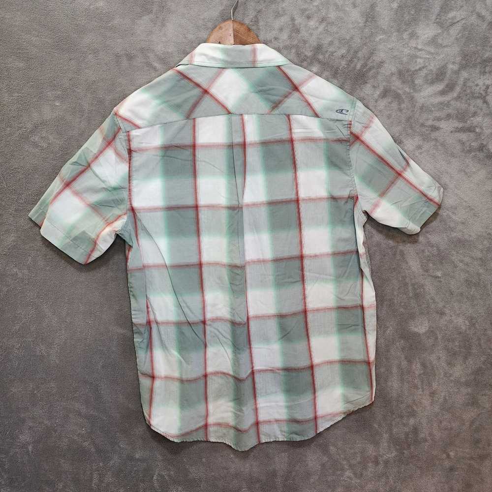 Oneill O'Neil Medium Plaid Shirt White w/ Red Str… - image 2