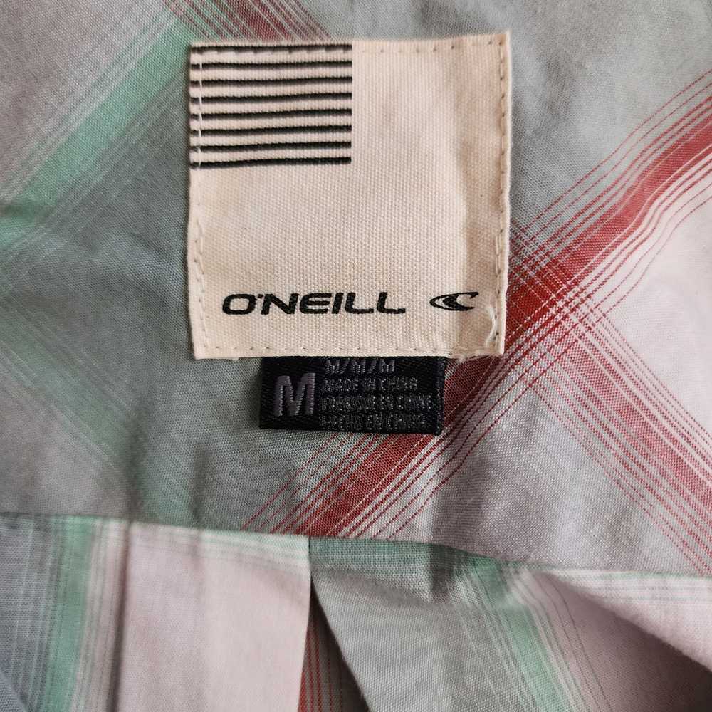 Oneill O'Neil Medium Plaid Shirt White w/ Red Str… - image 5