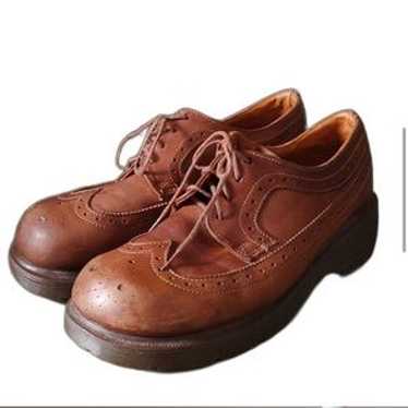 靴 Dr.Martens wing tip brown vintage VTG 90s Doc Martens Wingtip Shoes Mens 9 England Leather