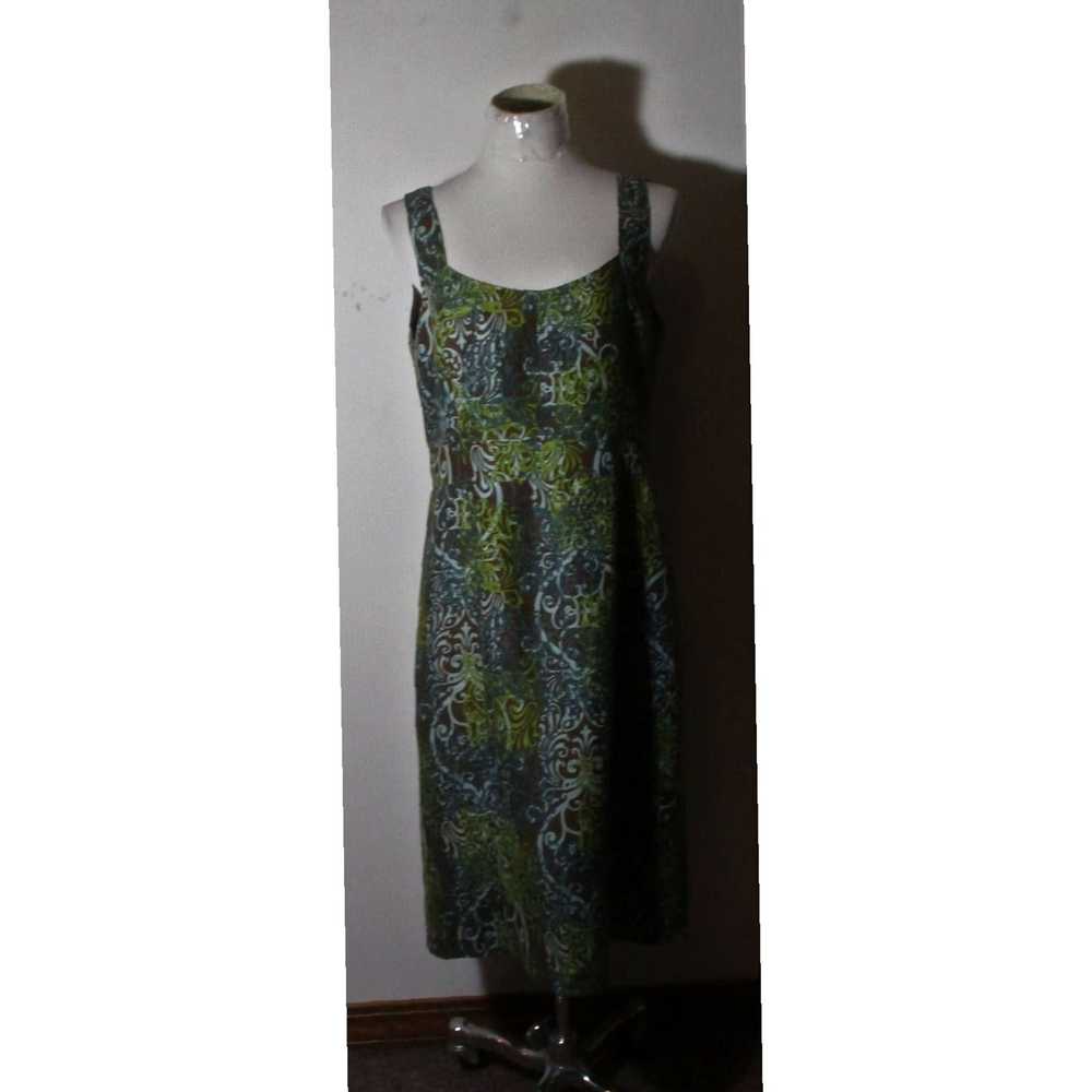 Vintage Luxurious Green Linen Sleeveless Dress in… - image 1