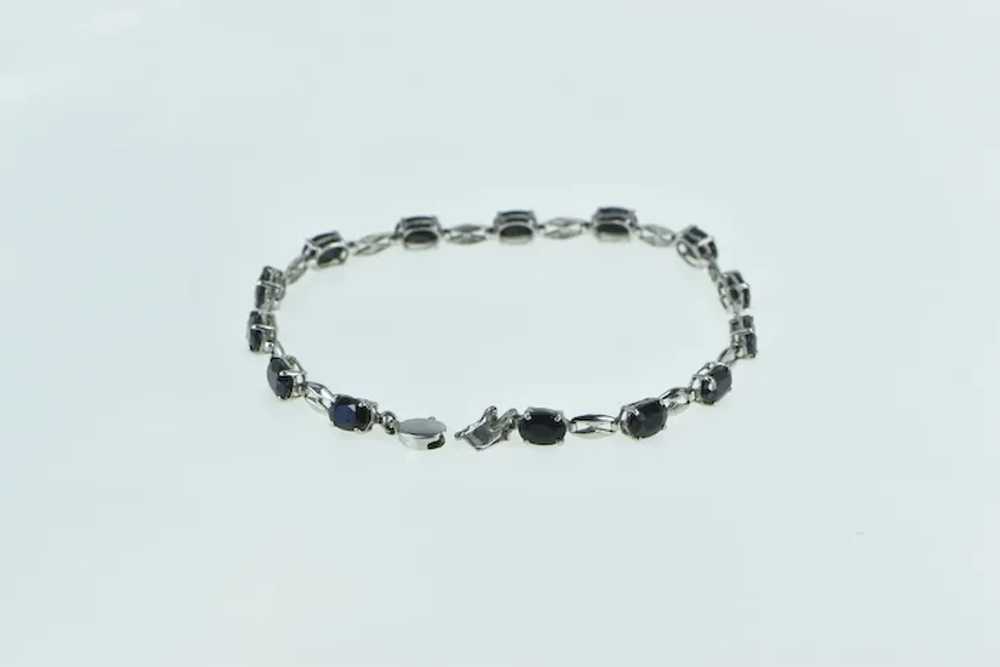 10K Oval Natural Sapphire Anchor Chain Tennis Bra… - image 2