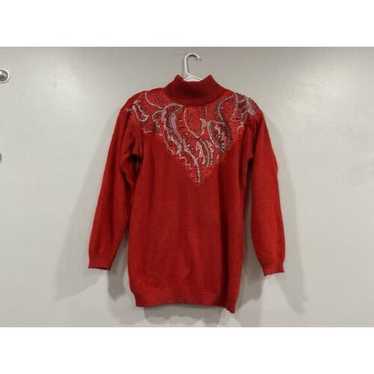 IB Diffusion Red Silk Blend Turtleneck Sweater Sh… - image 1