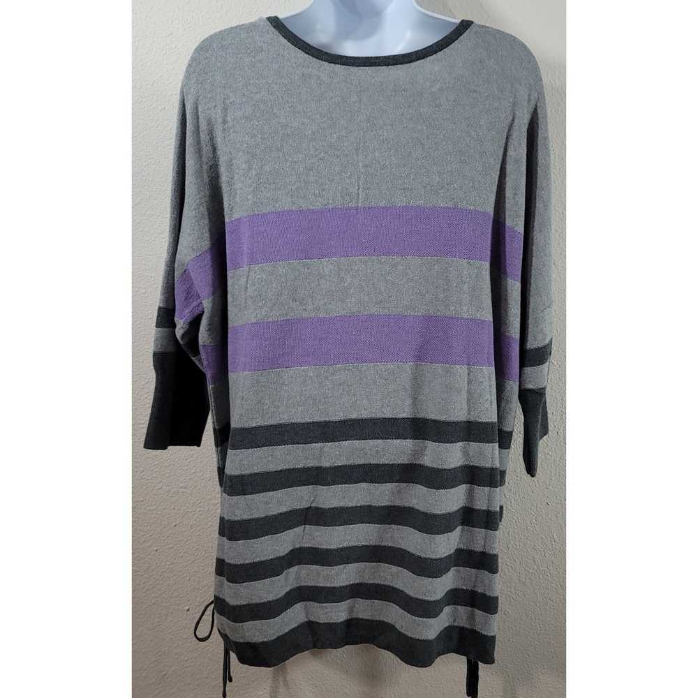 Other Gray Purple Striped V Neck Sweater Top XL S… - image 4