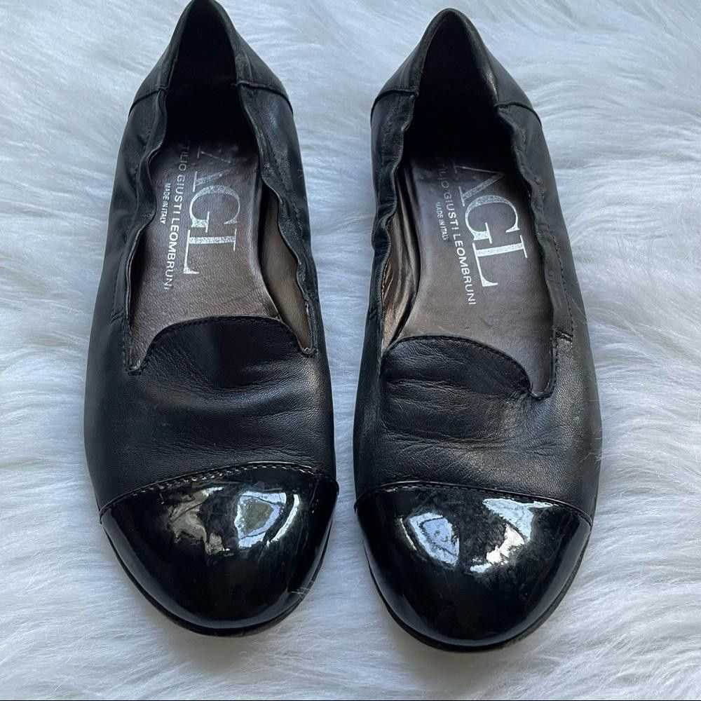 Aglini Elegant AGL Black Leather Flats with Paten… - image 2