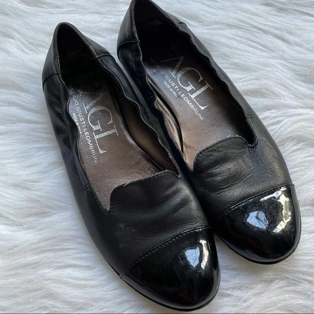 Aglini Elegant AGL Black Leather Flats with Paten… - image 8