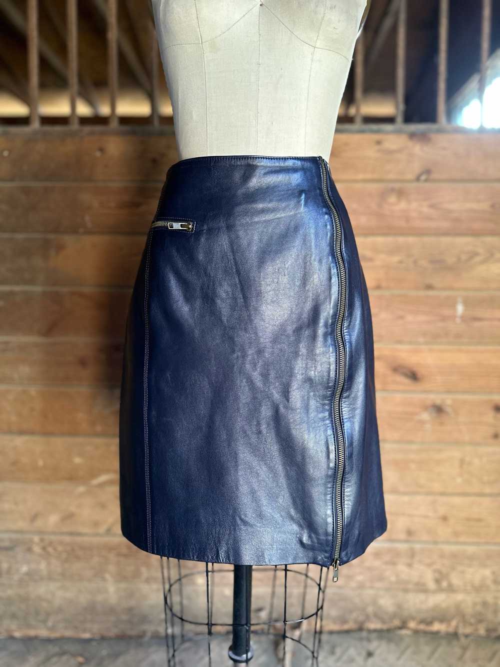 1990s State of Claude Montana Leather Zipper Skirt - image 1