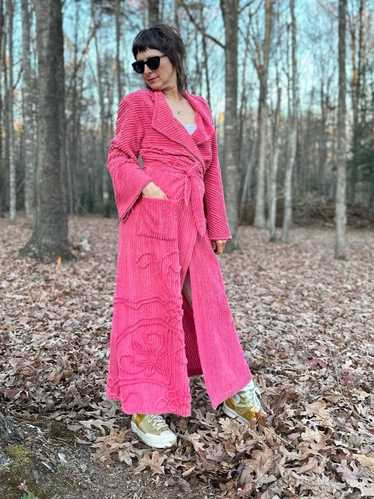 1940s 50s Pink Chenille Robe