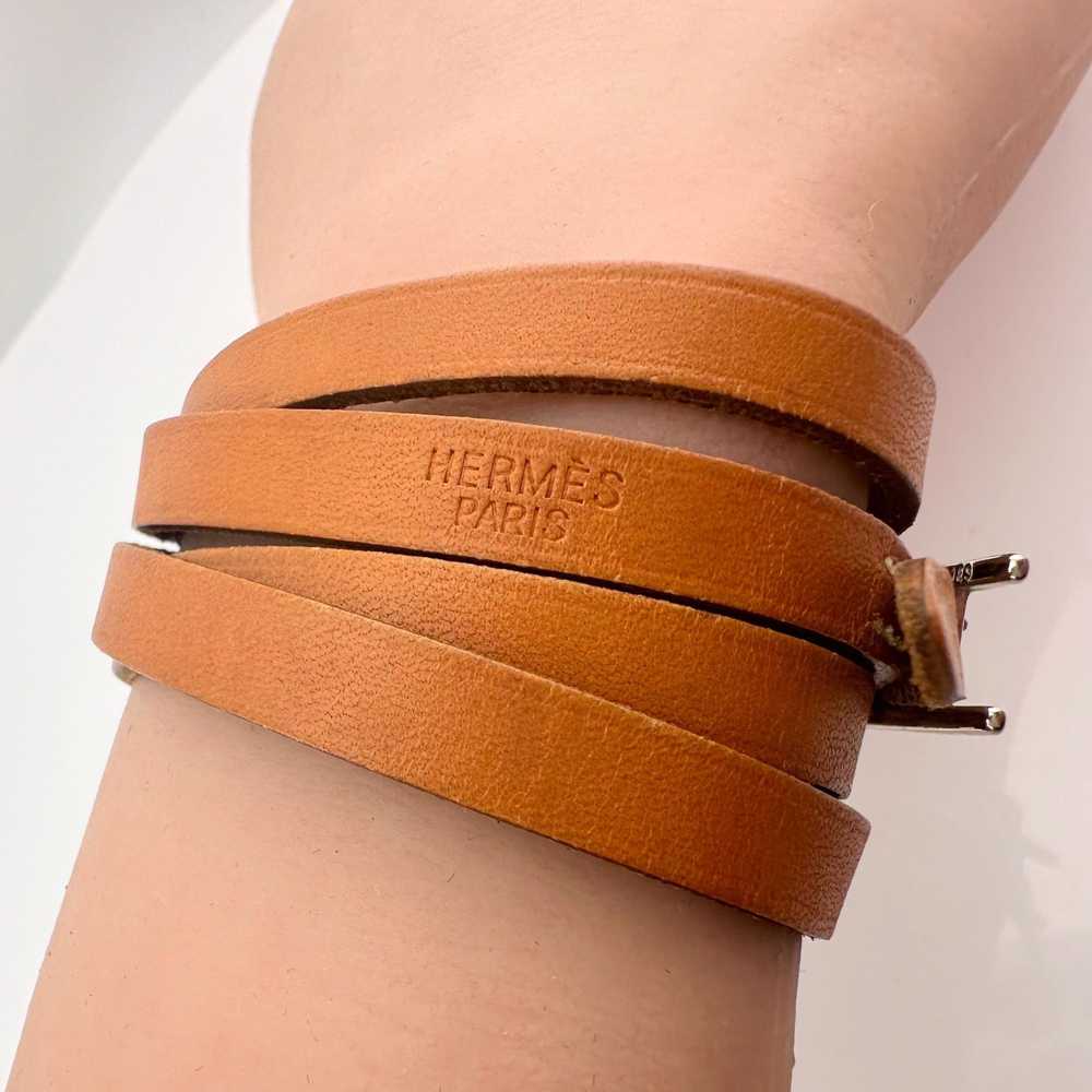 Hermes Hermes Leather Band Wrap Around Bracelet -… - image 1