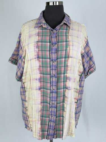 White Birch Size 3X (24) Pink & Purple Plaid Shirt