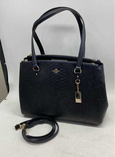 Coach Navy Blue Stanton Leather Carryall Satchel