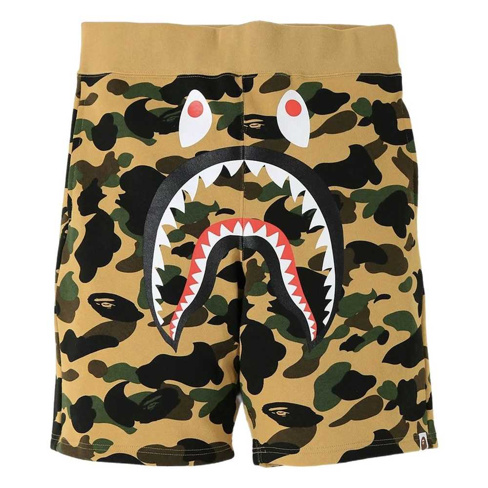 Bape Bape 1st Camo Shark Sweat Shorts Yellow - image 1