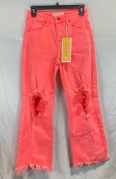 NWT Risen Jeans Womens Pink Denim Distressed Mid R