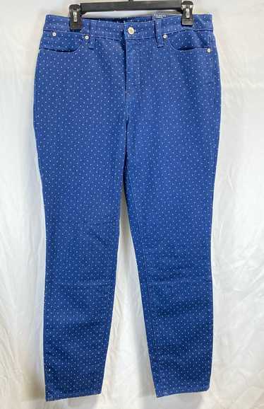 NWT Talbots Womens Blue Polka Dot Flawless Slim Fi