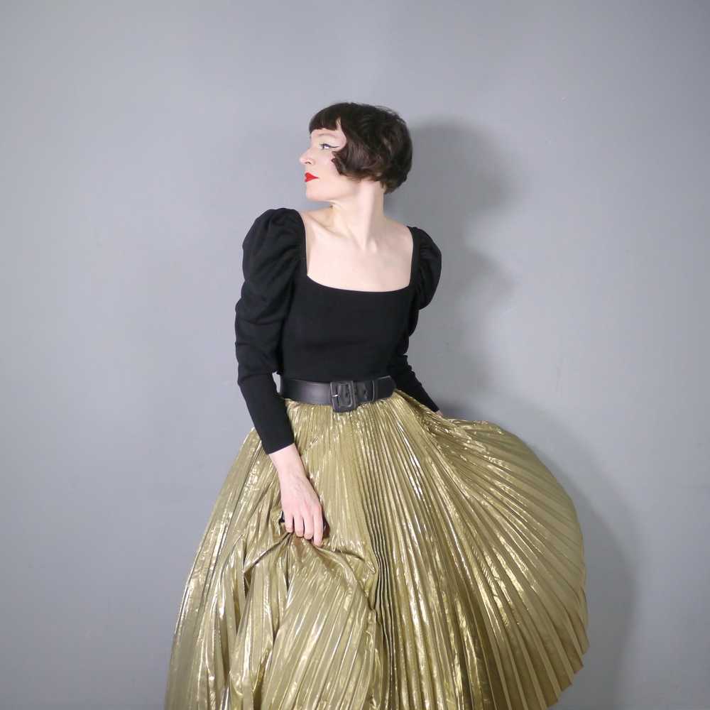 80s JACQUES VERT METALLIC GOLD PLEATED FULL SKIRT… - image 2