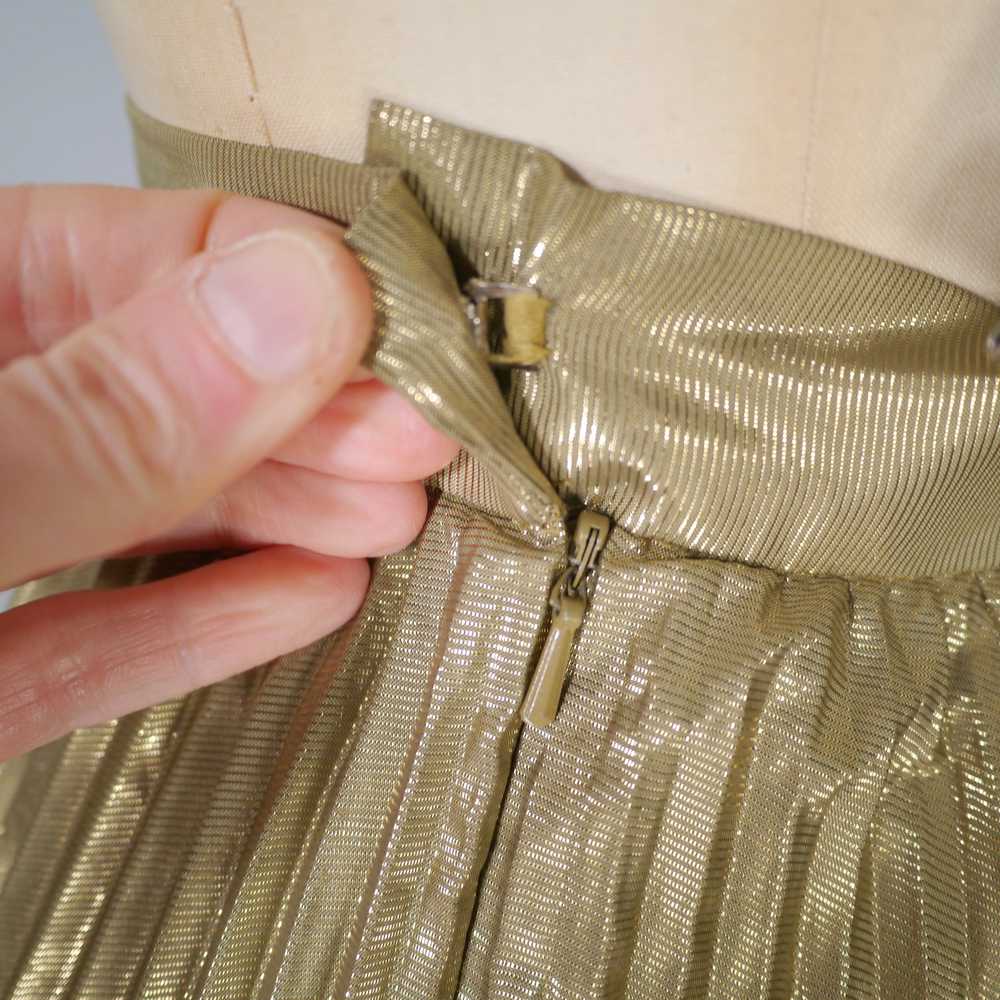 80s JACQUES VERT METALLIC GOLD PLEATED FULL SKIRT… - image 8