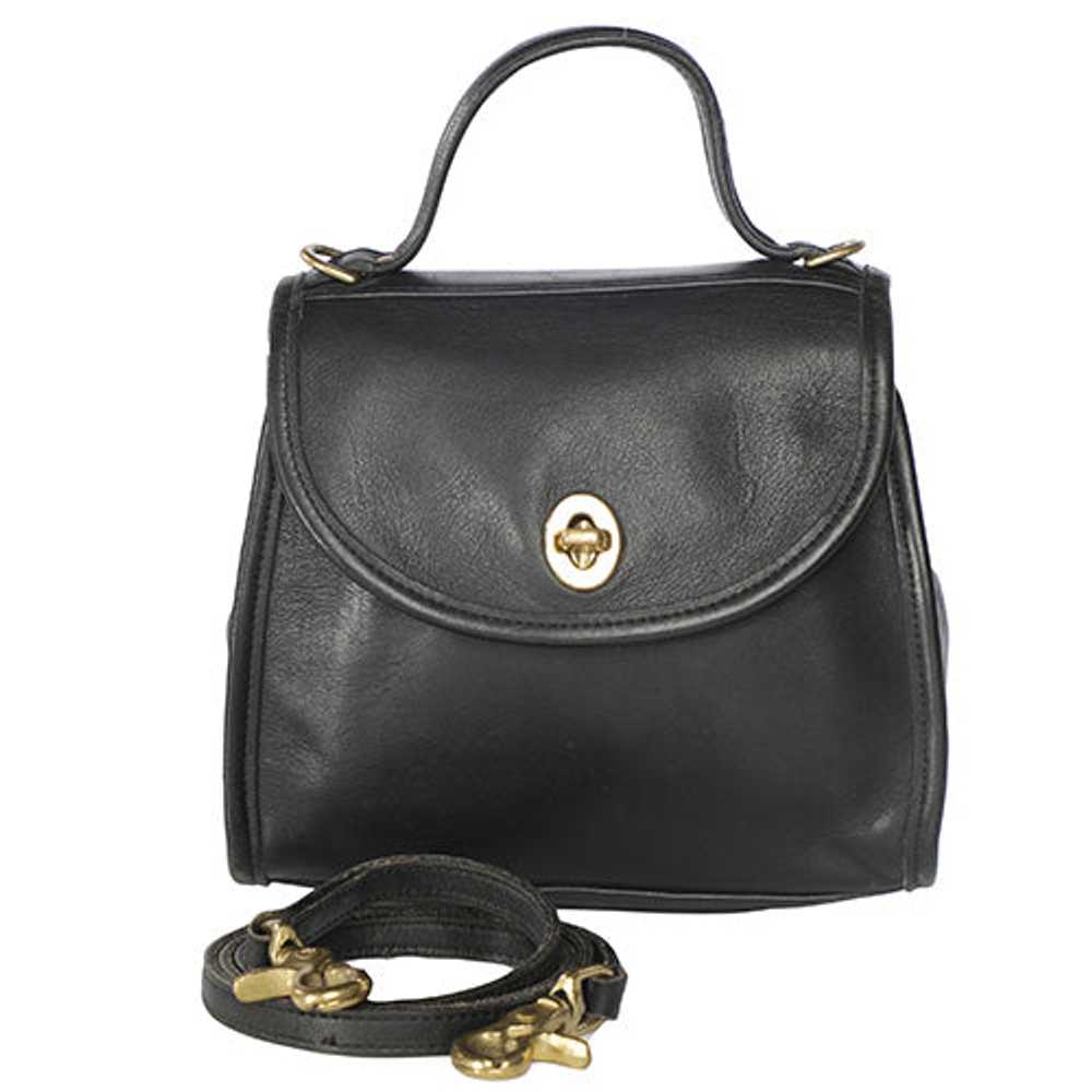 Vintage Coach Black Leather Crossbody Mini Top Ha… - image 3