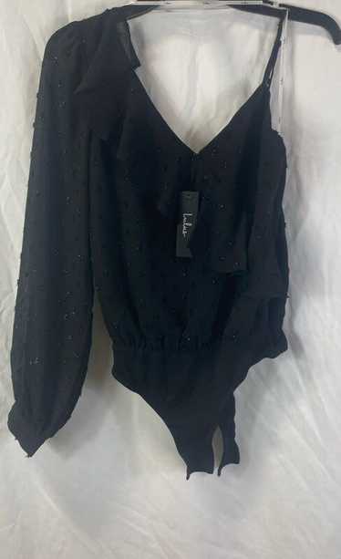 NWT Lulus Womens Black Ruffle Long Sleeve One Shou