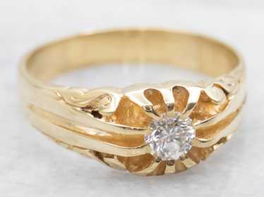 Victorian Revival Belcher Set Diamond Solitaire E… - image 1