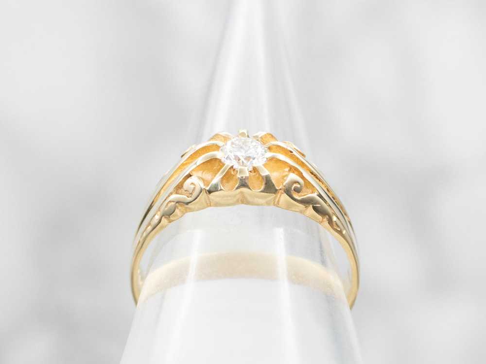 Victorian Revival Belcher Set Diamond Solitaire E… - image 3