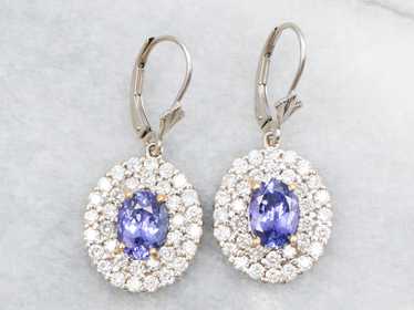 Luxe Tanzanite and Diamond Halo Drop Earrings - image 1