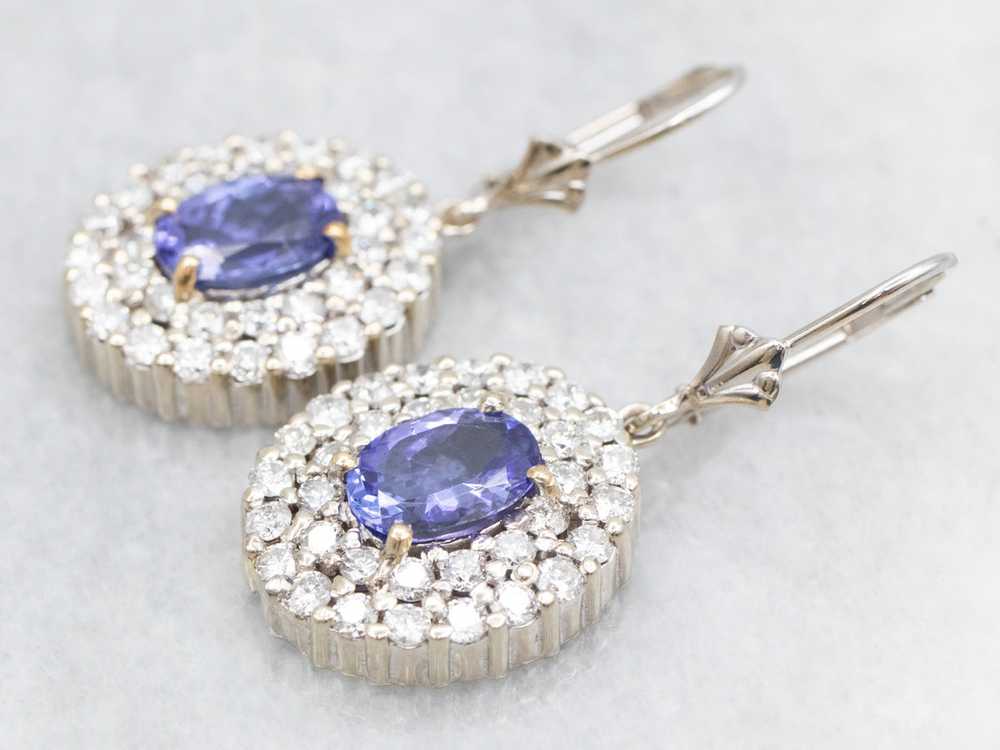 Luxe Tanzanite and Diamond Halo Drop Earrings - image 2