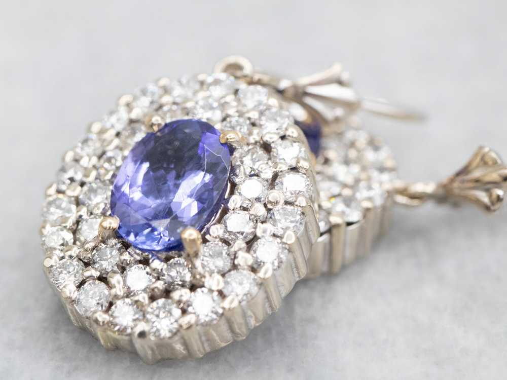 Luxe Tanzanite and Diamond Halo Drop Earrings - image 3