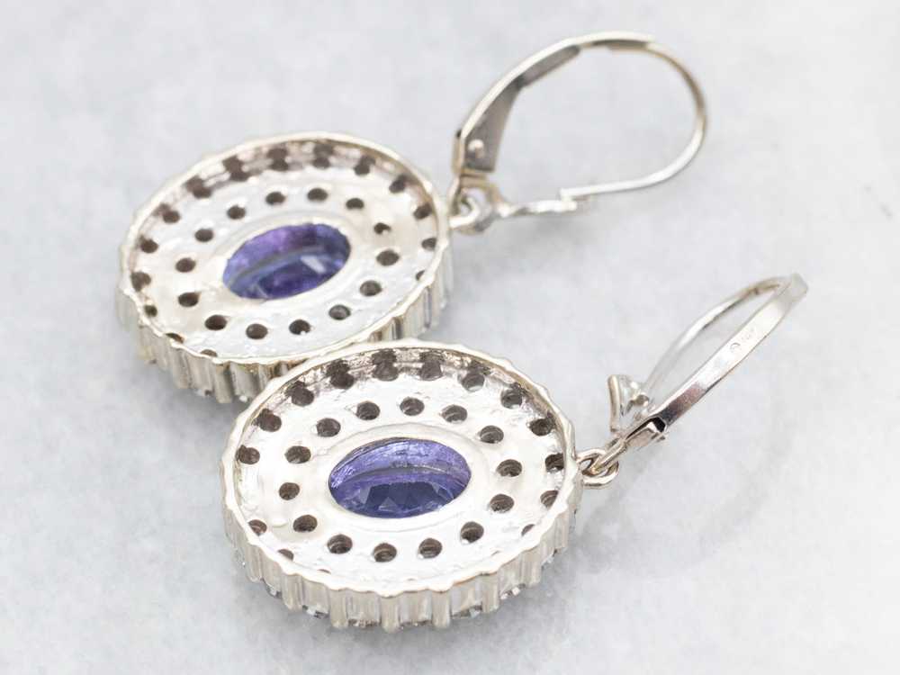 Luxe Tanzanite and Diamond Halo Drop Earrings - image 4