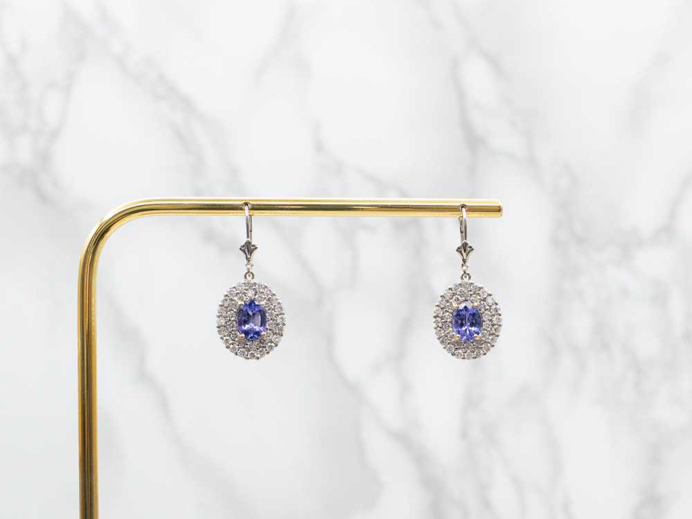 Luxe Tanzanite and Diamond Halo Drop Earrings - image 5