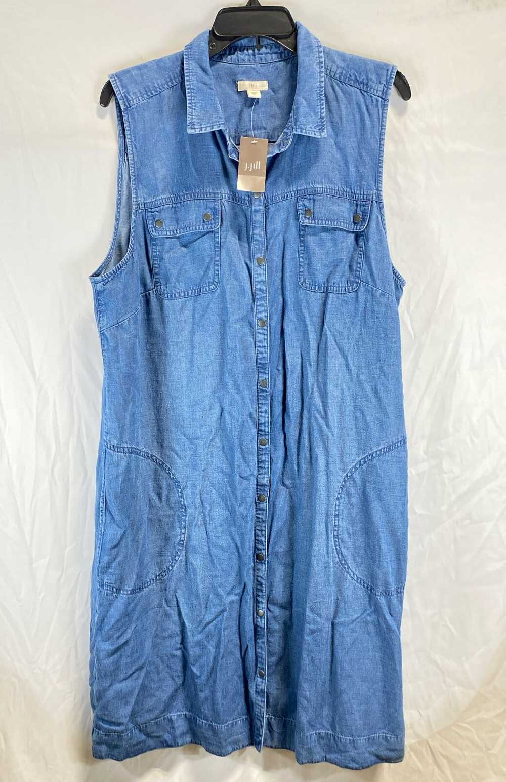 NWT J. Jill Womens Blue Denim Sleeveless Pockets … - image 1