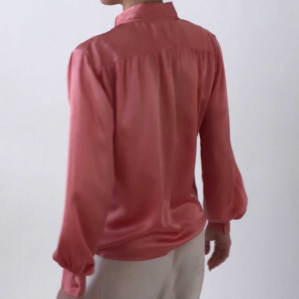 Vintage KRIZIA Dusty Rose Silk Henley Blouse - image 3