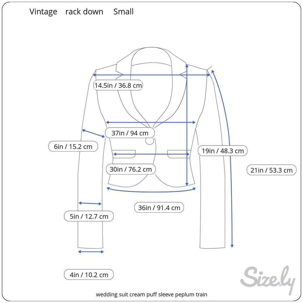 The 1975 wedding suit cream puff sleeve peplum tr… - image 7