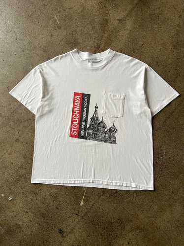 1990s Stoli Vodka Boxy Pocket Tee - image 1