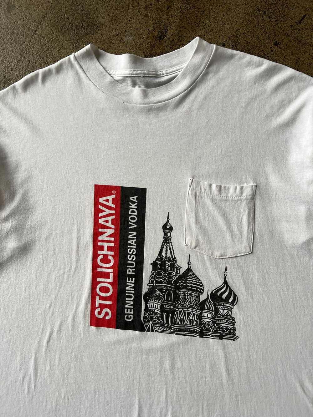 1990s Stoli Vodka Boxy Pocket Tee - image 2