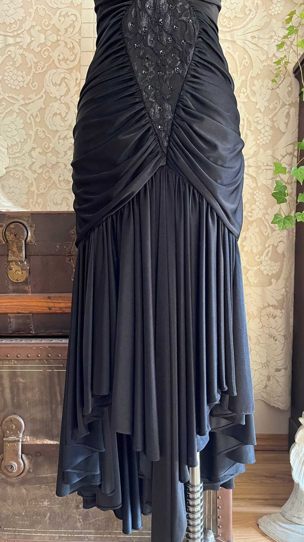 Amazing 1980’s Vintage Black Draped and Ruched Me… - image 6