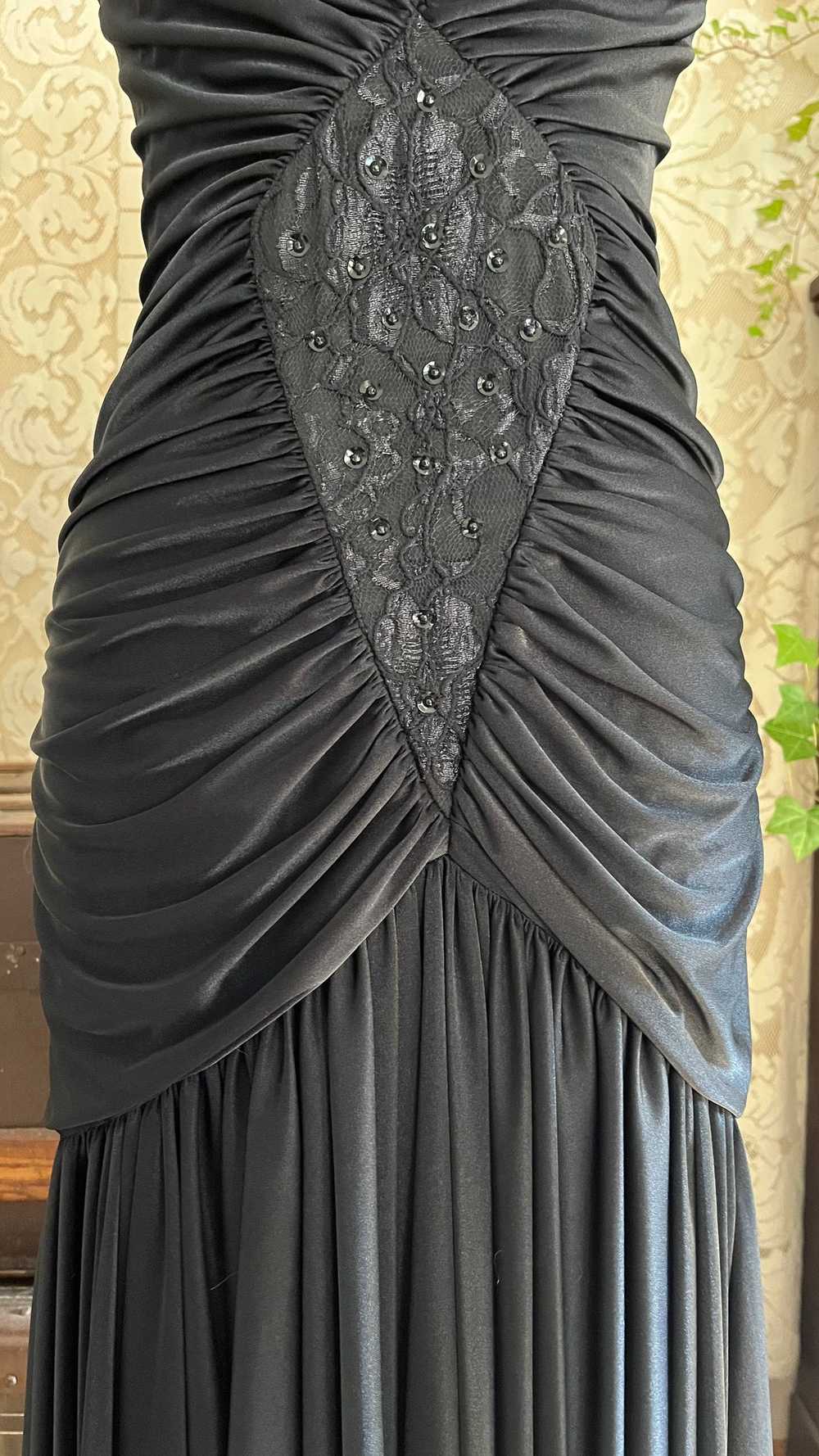 Amazing 1980’s Vintage Black Draped and Ruched Me… - image 7