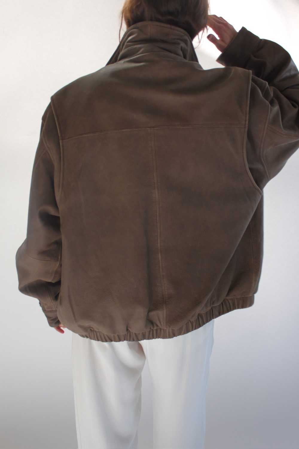 90s Faded Walnut Leather Jacket - image 10