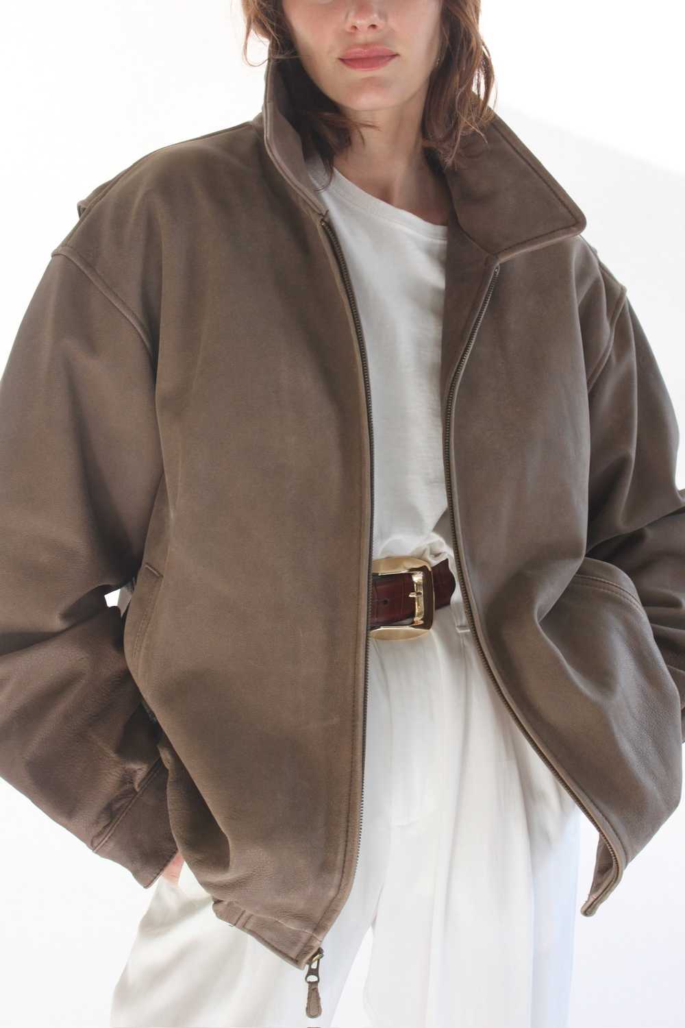 90s Faded Walnut Leather Jacket - image 4