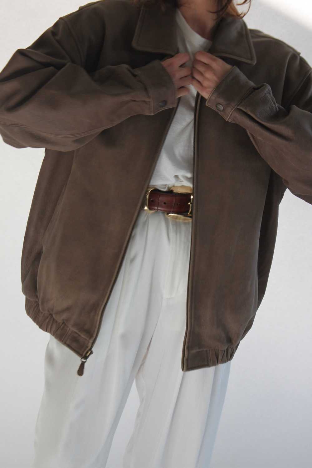 90s Faded Walnut Leather Jacket - image 5