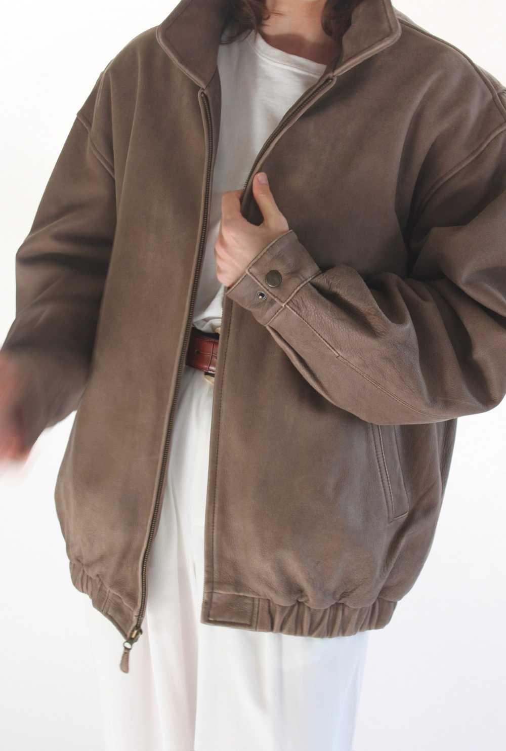 90s Faded Walnut Leather Jacket - image 7