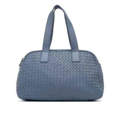 Blue Bottega Veneta Intrecciato Shoulder Bag