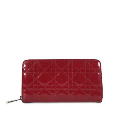 Red Dior Patent Cannage Zip Around Wallet