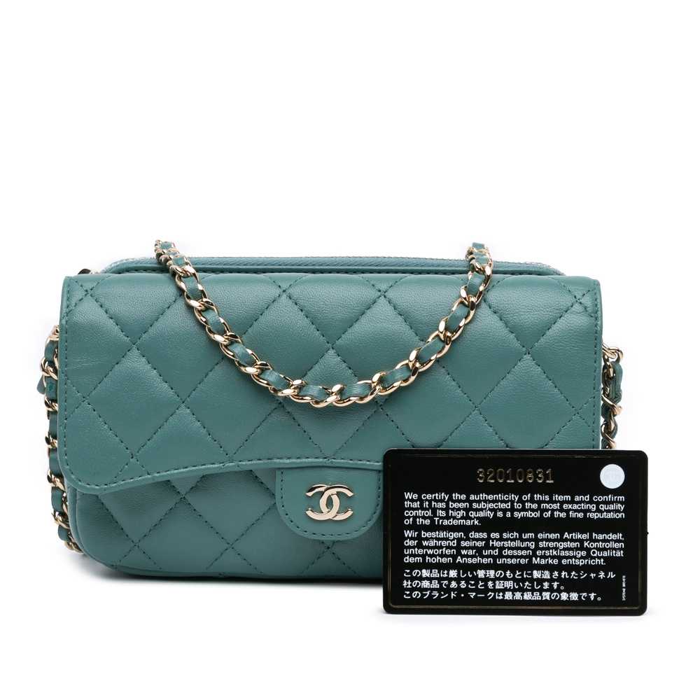 Green Chanel Quilted Lambskin Flap Phone Holder W… - image 9