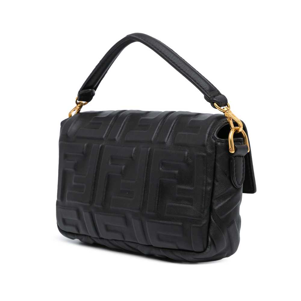 Black Fendi Mini Zucca Embossed Leather Baguette … - image 2