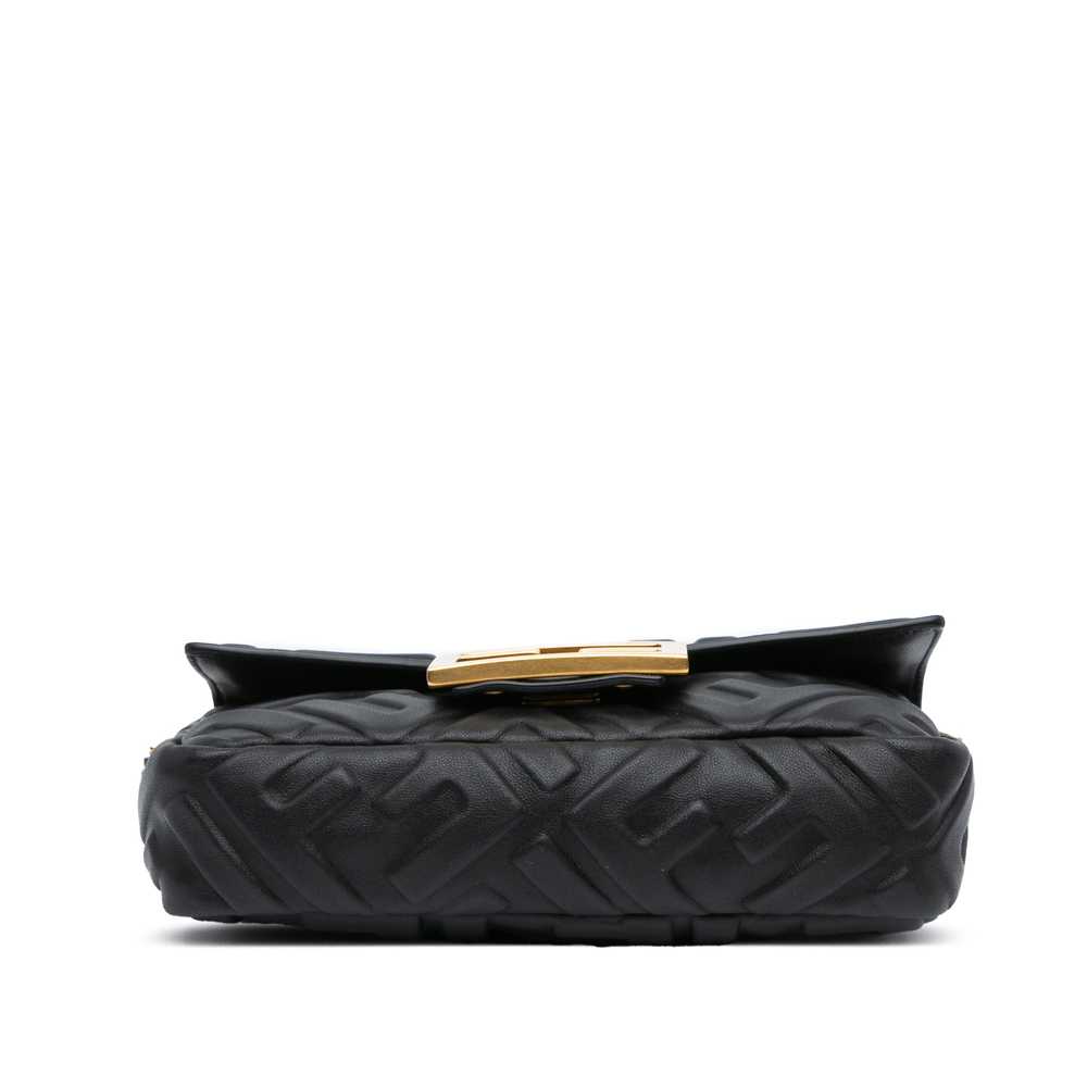 Black Fendi Mini Zucca Embossed Leather Baguette … - image 3