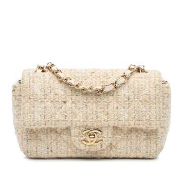 White Chanel Mini Rectangular Classic Tweed Singl… - image 1