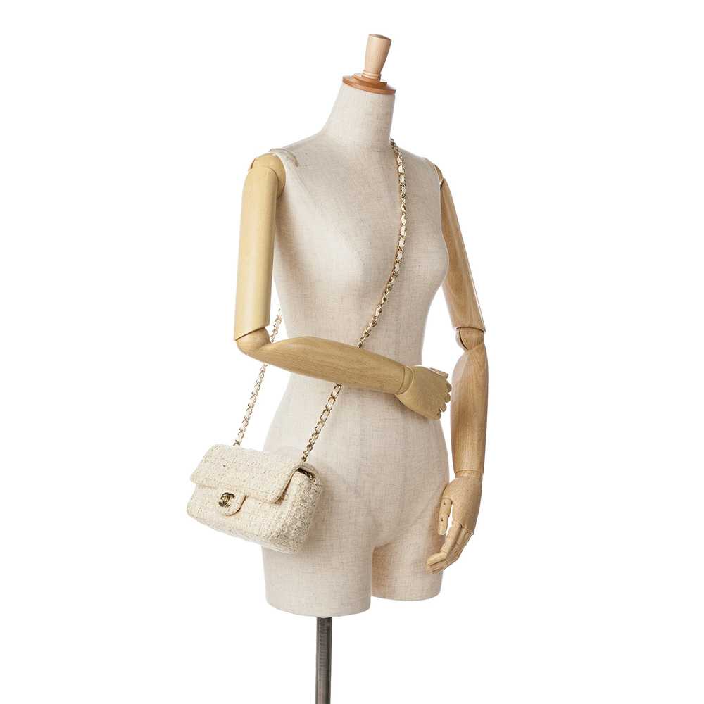 White Chanel Mini Rectangular Classic Tweed Singl… - image 7